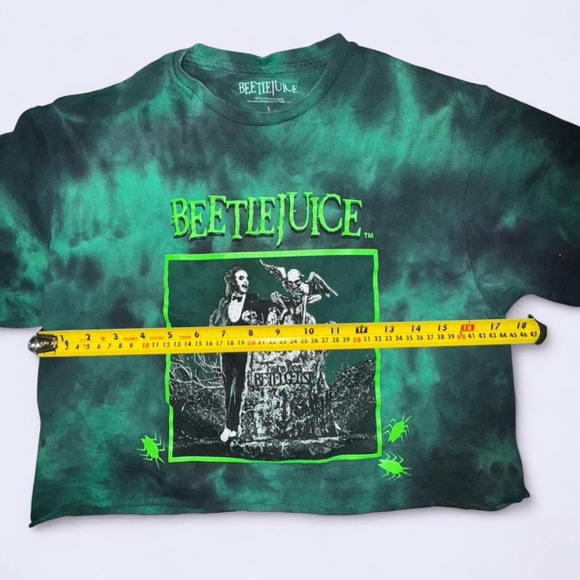 Beetlejuice Green Tie Dye Graphic Crop Tee Size Small - Picture 3 of 4